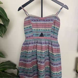 Vans Multicolor Striped Cut-Out Fabric Mini Sun Dress